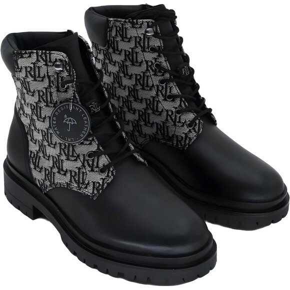 Lauren Ralph Lauren Carlee Lug-Sole Bootie Black Logo Womens US 7M - Picture 4 of 6